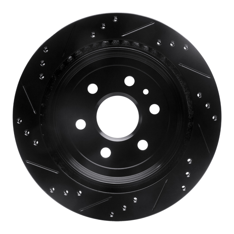 Cadillac SRX Brake Rotor (1) - Rear Right - R1 Concepts - Drilled & Slotted - Black - `10-`16